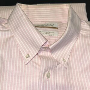 Gold Label Non-Iron Easy wash 100% cotton light Pink & White stripes L/S size 33